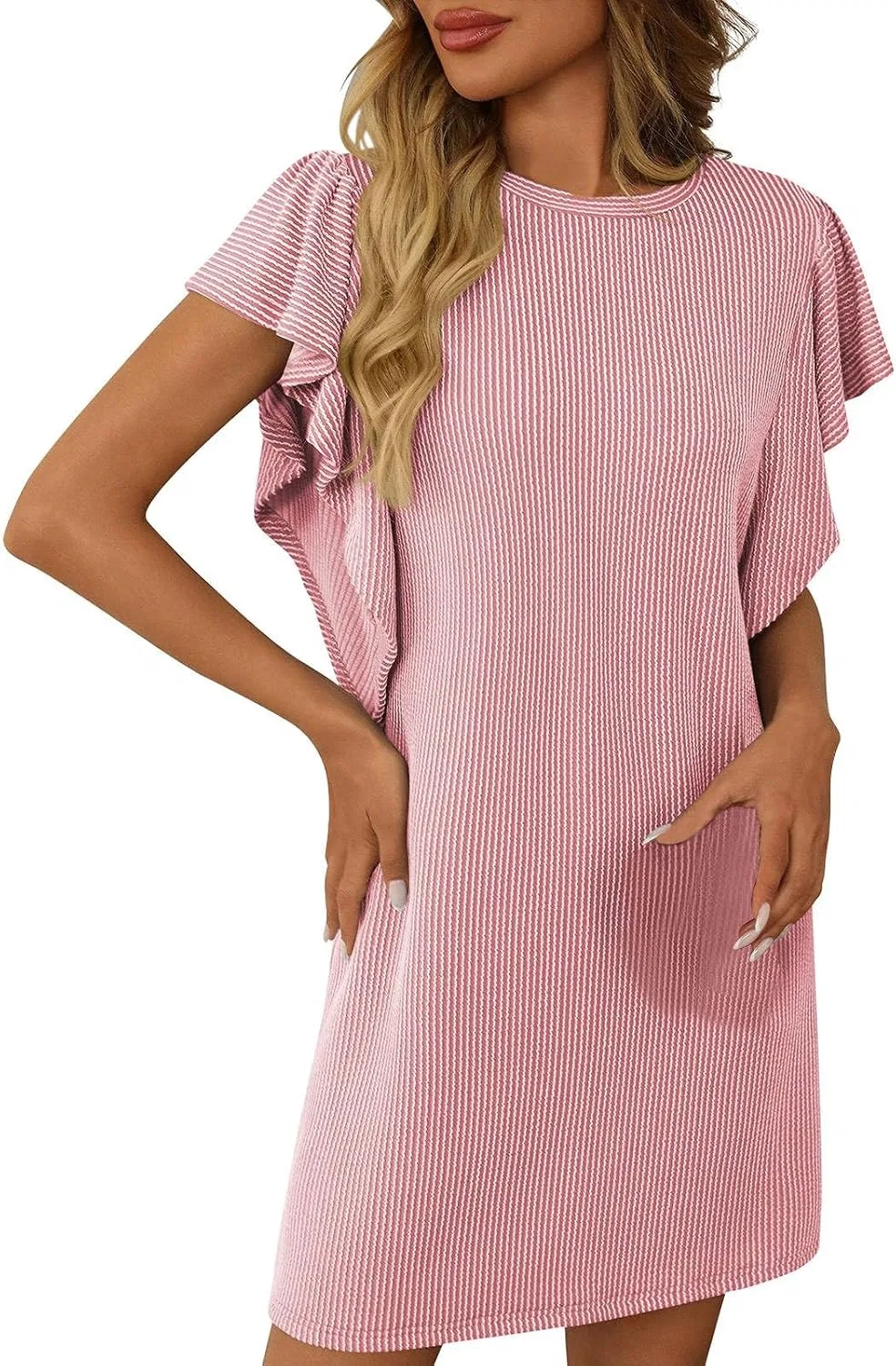 Женское мини-платье с капитанскими рукавами Tshirt Dress, Pink