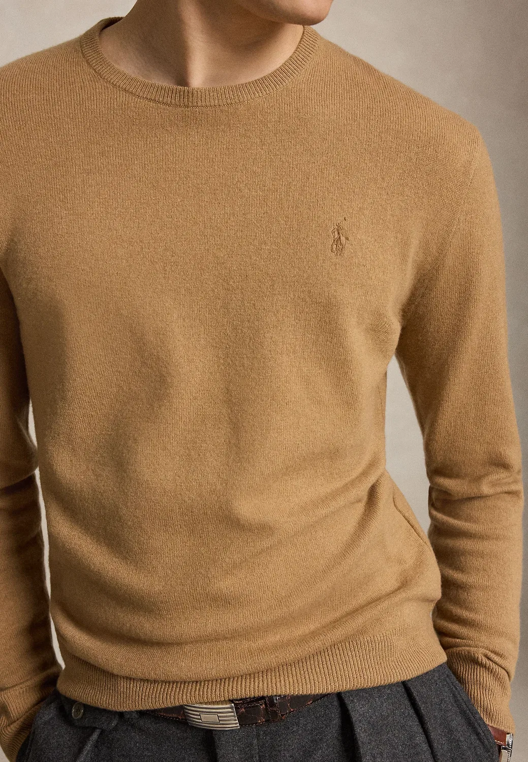 Шерстяной джемпер с круглым вырезом Polo Ralph Lauren, Crouton Tan Heather — фото 4