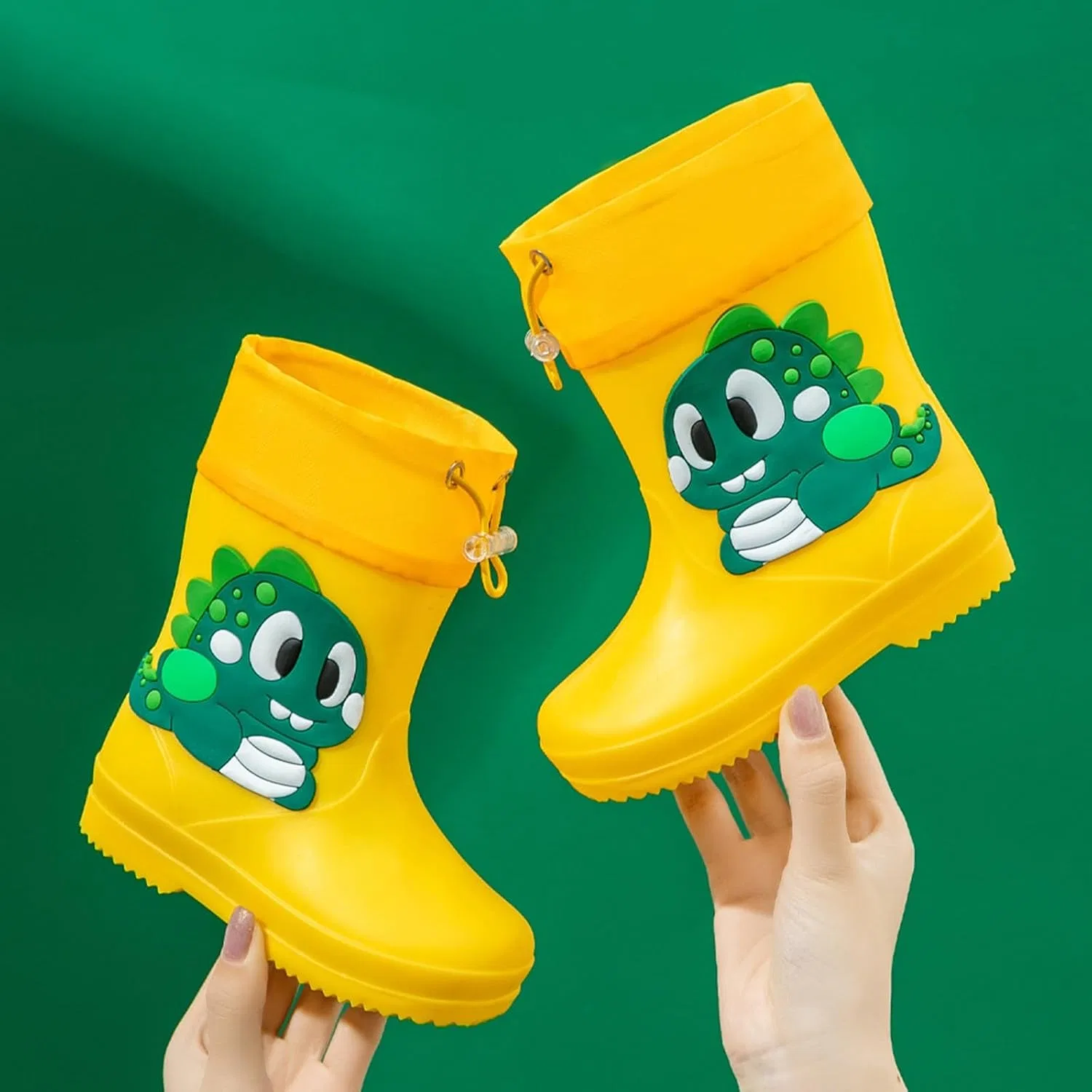 Детские сапоги резиновые с принтом динозавра Rain Boots, Yellow — фото 2
