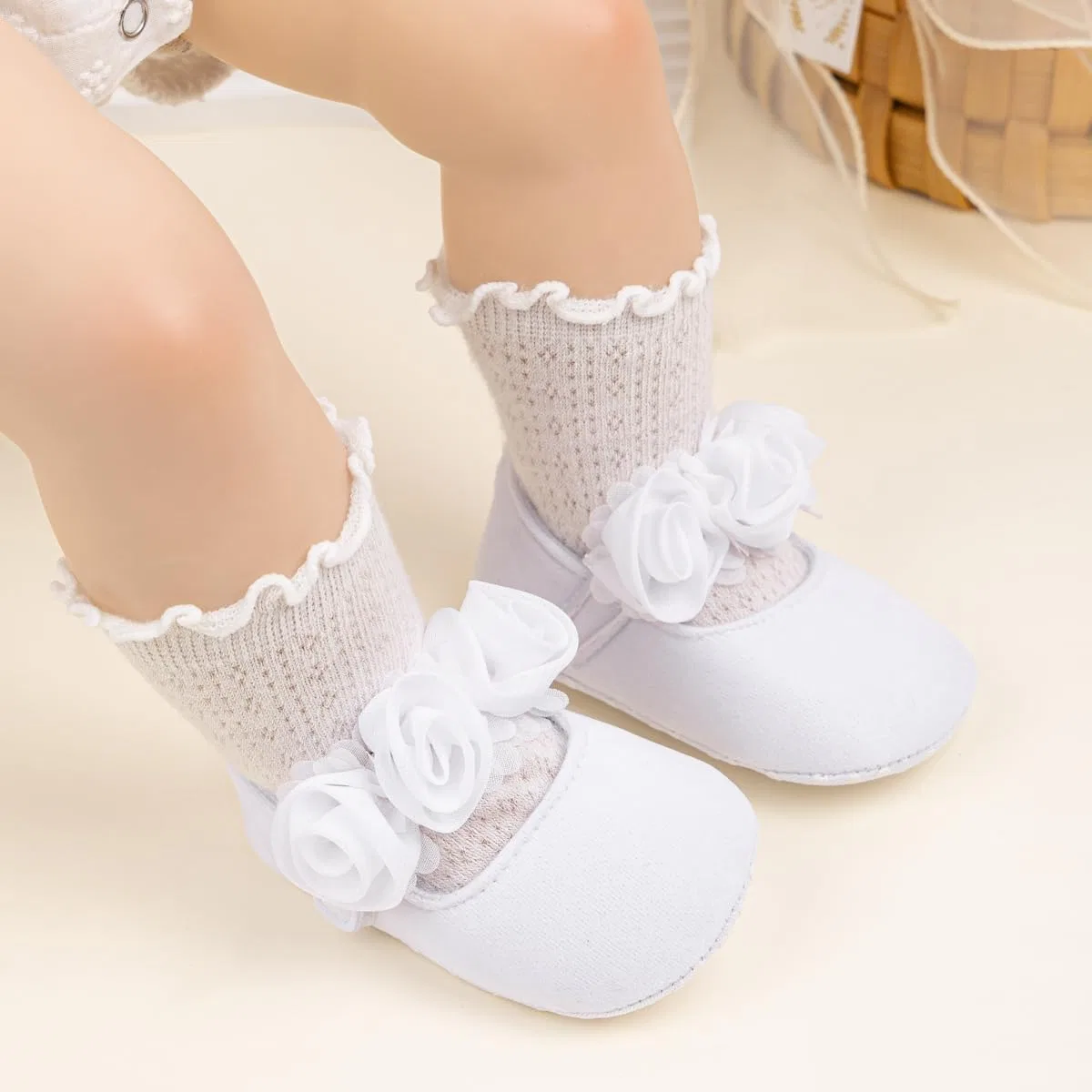 Детские туфли Мэри Джейн для девочек HsdsBebe, Cotton White — фото 2
