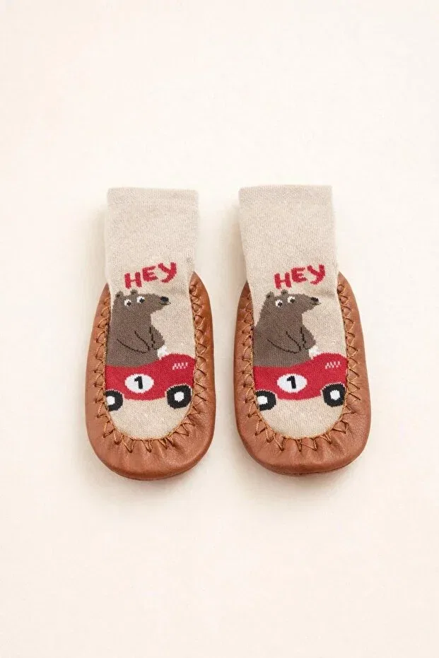 Детские носки для новорожденных кожаные Çarık socks Numix Baby Kids, Brown — фото 2