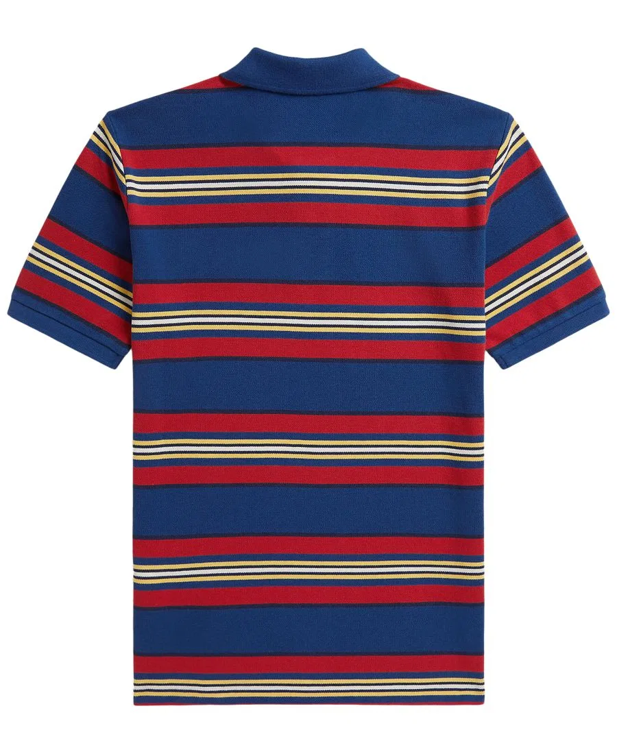Поло из хлопковой сетки в полоску, размер 8-20, для мальчиков Polo Ralph Lauren, Dusty Azure Multi — фото 2