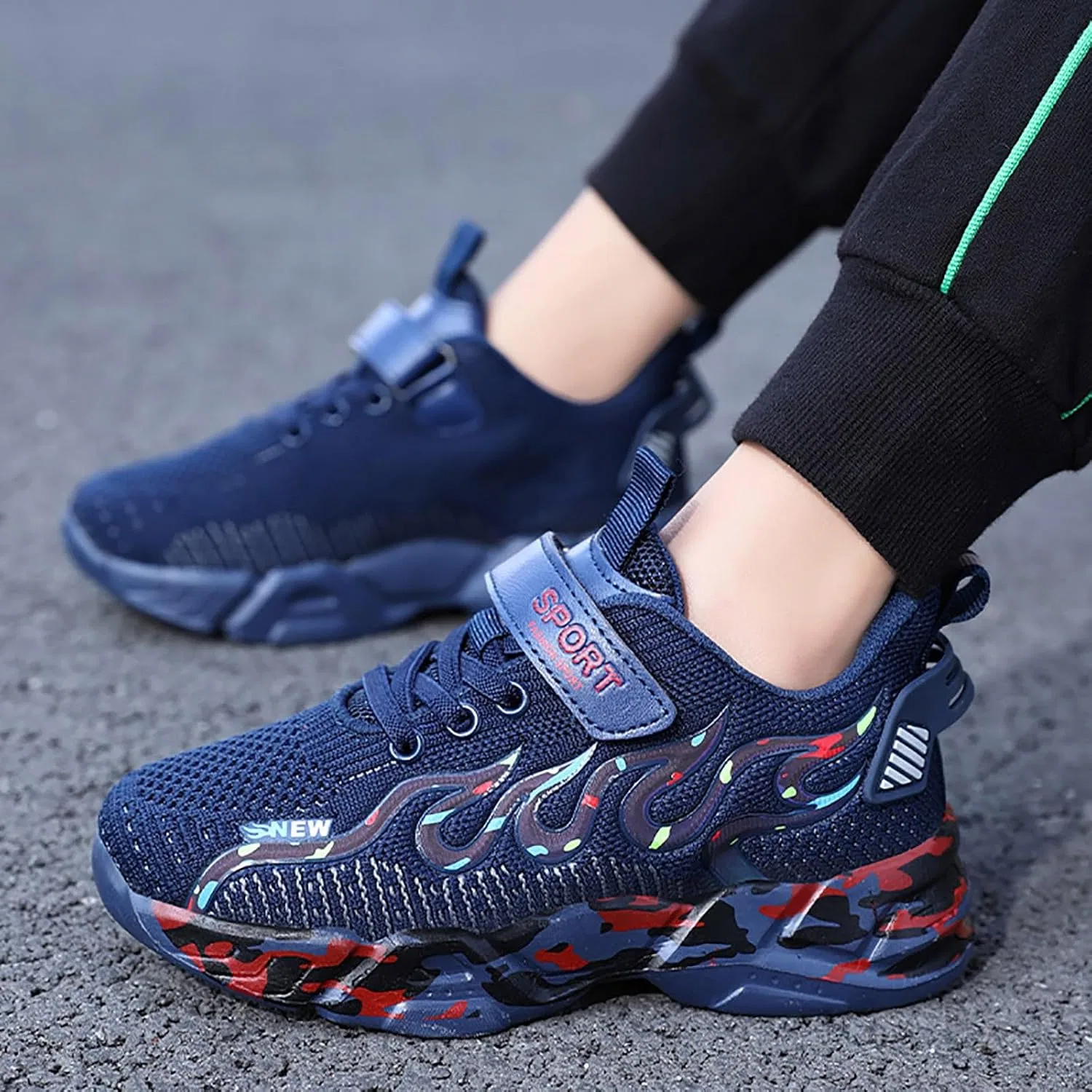 Детские кроссовки для девочек с сетчатым верхом Athletic Tennis Shoes, Dark Blue — фото 4