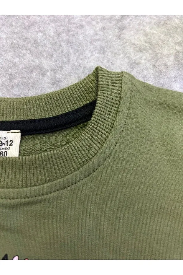 Детские свитшот для мальчиков с принтом Dinasor Printed Boy Sweat Isobel Kids, Haki — фото 3
