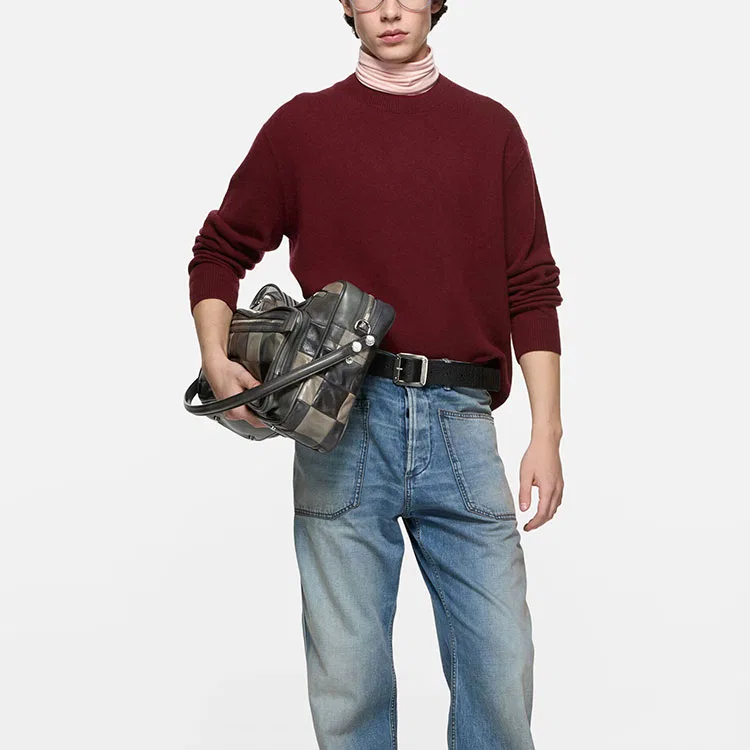 Мужской кашемировый свитер с круглым вырезом Acne Studios, Dark Red — фото 4