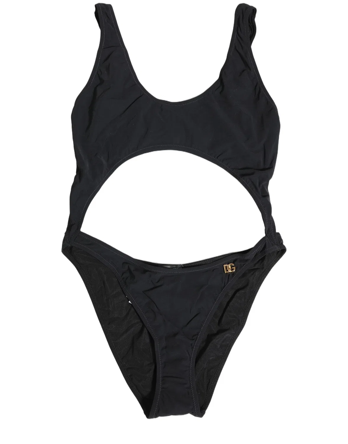 Женский купальник слитный с вырезом Black Cutout Logo Dolce & Gabbana, черный