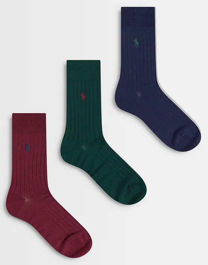 Носки высокие в рубчик с логотипом Icon 3 шт Polo Ralph Lauren, мультиколор