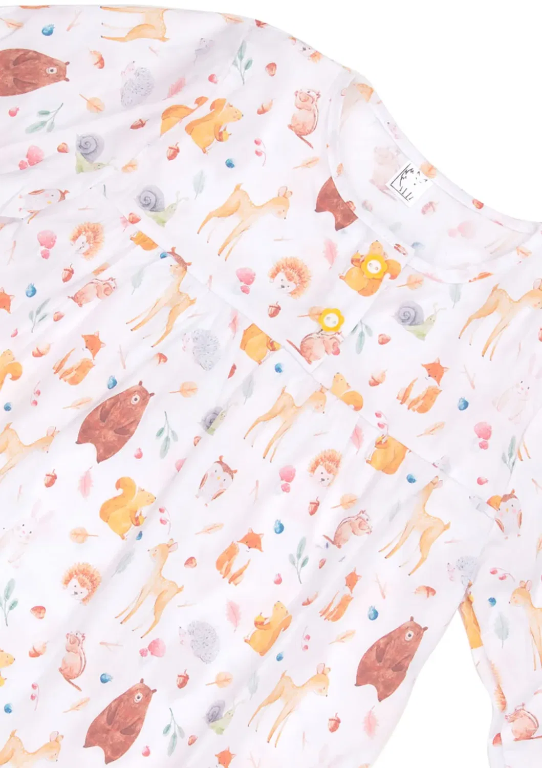 Ночнушка с длинным рукавом Woodland Friends Cotton Three Quarter Fox In A Box, White — фото 2