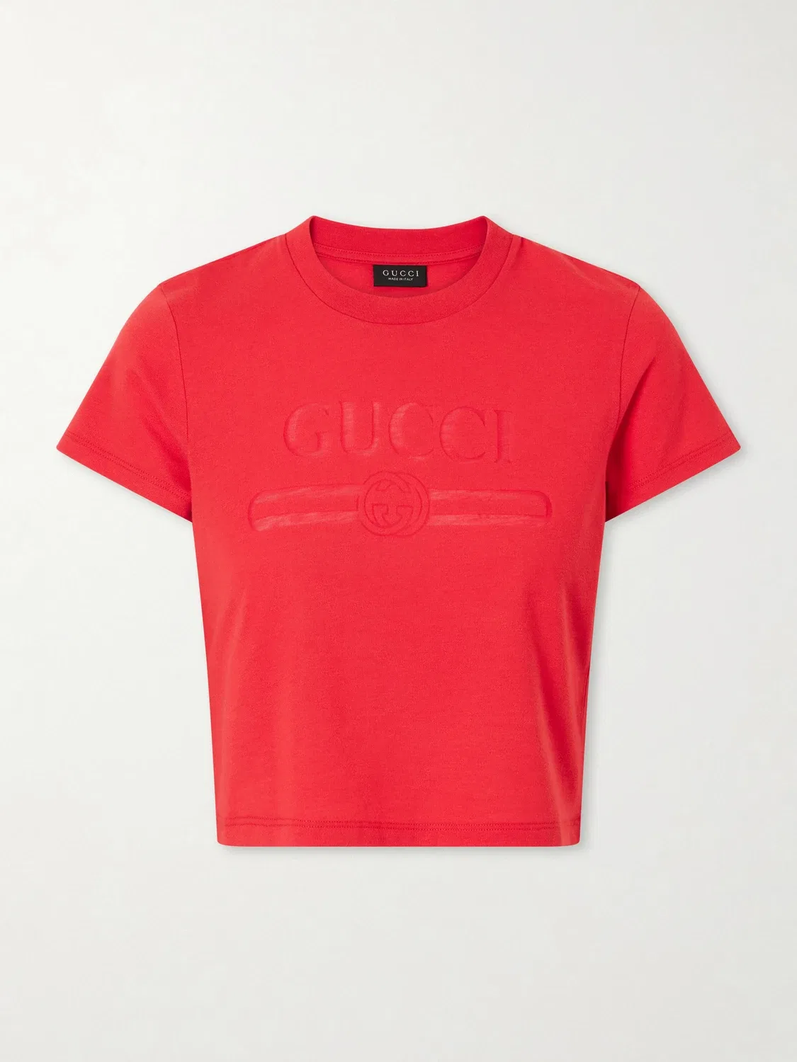Футболка Gucci Укороченная с логотипом, Хлопковая смесь, Красный