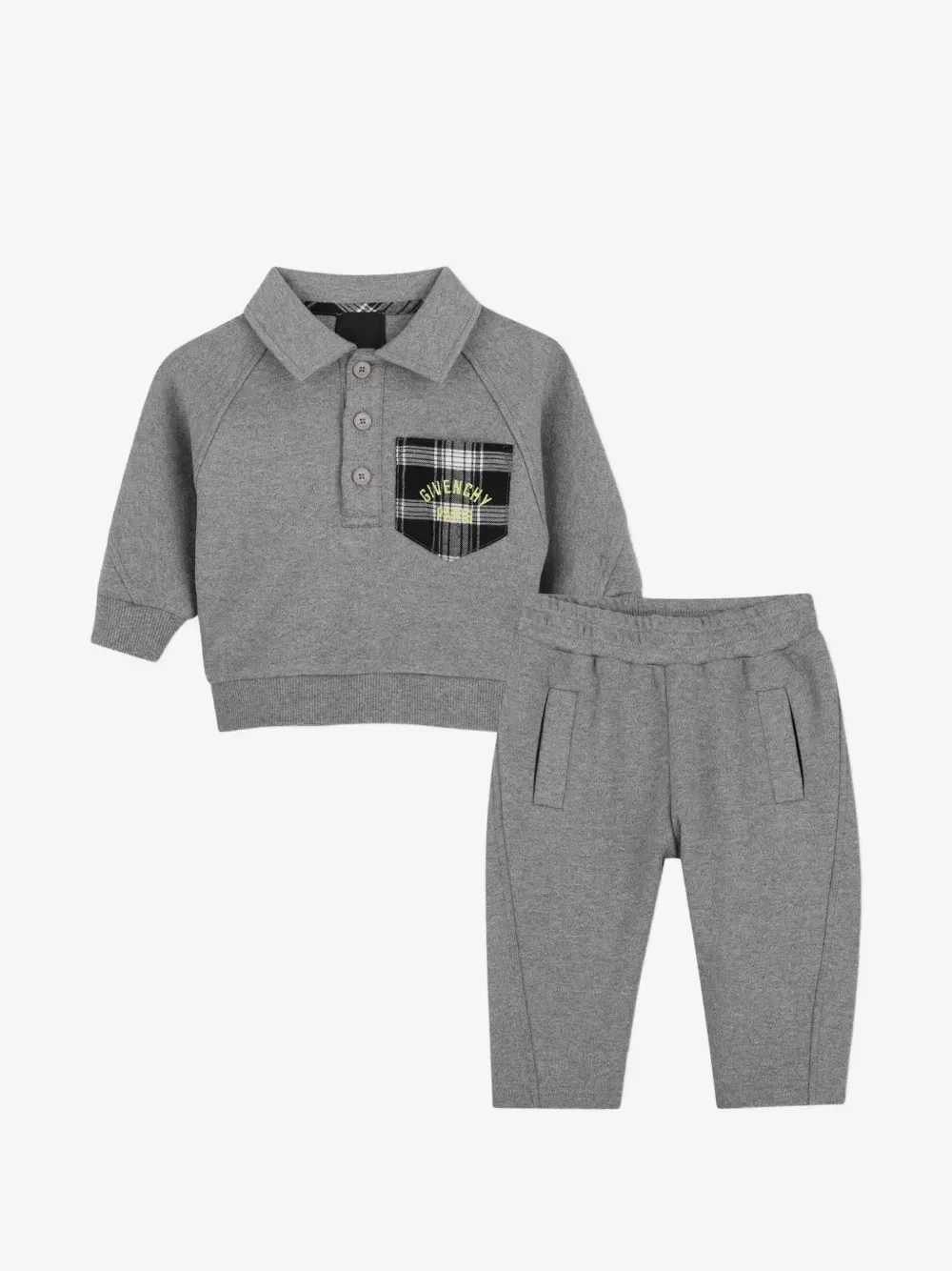 Спортивный костюм с клетчатыми карманами Givenchy Kids, серый
