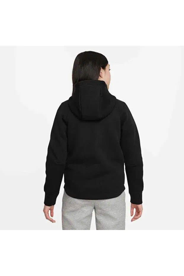 Детское худи для девочек с длинным рукавом Sportswear Tech Fleece Hoodie FZ LS Nike, Black — фото 2