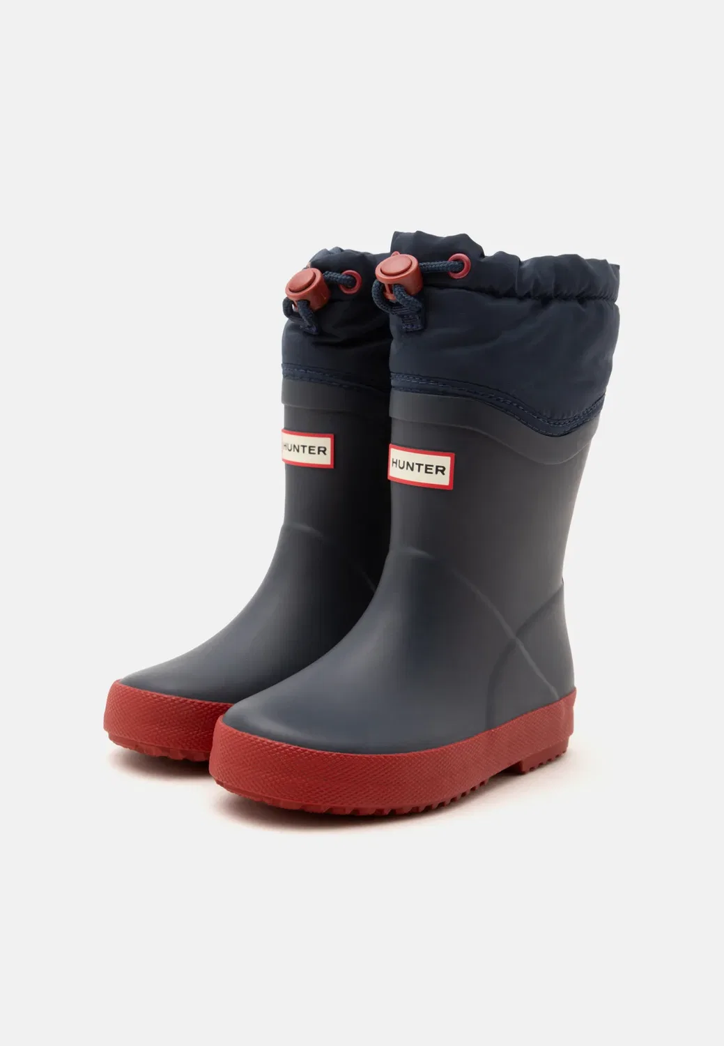 Первые детские утепленные сапоги унисекс - резиновые сапоги Hunter Original, Navy/Military Red — фото 2