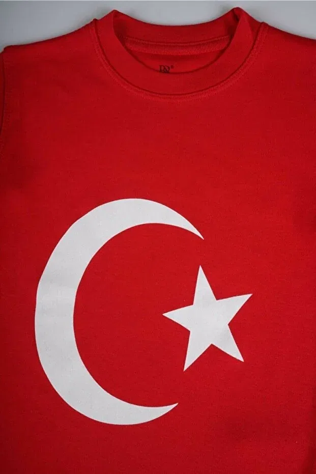 Детское хлопковое платье-футболка с принтом Long sleeve flag printed t-shirt Generic Brands, Red — фото 3