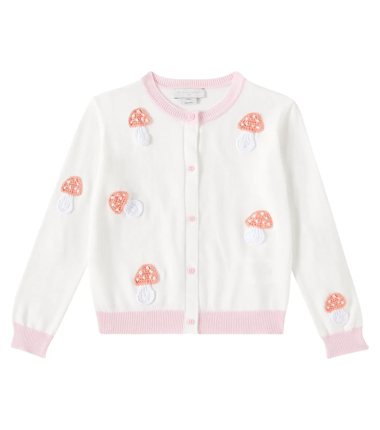 Кардиган хлопковый с вышивкой и аппликацией Stella Mccartney Kids, белый