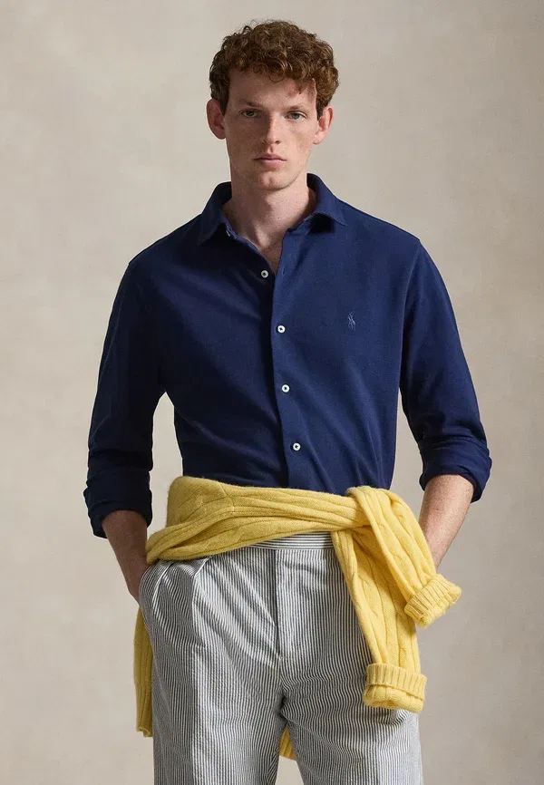 Рубашка хлопковая Featherweight shirt, Polo Ralph Lauren, dark blue, темно-синий
