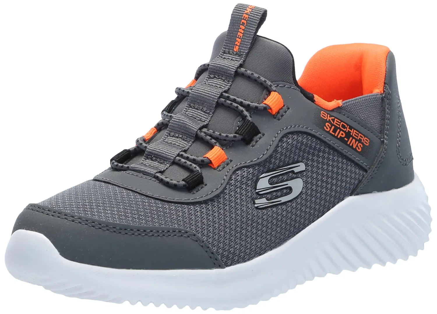 Детские кроссовки для мальчиков с принтом Brisk-burst Bounder Skechers, Charcoal Orange