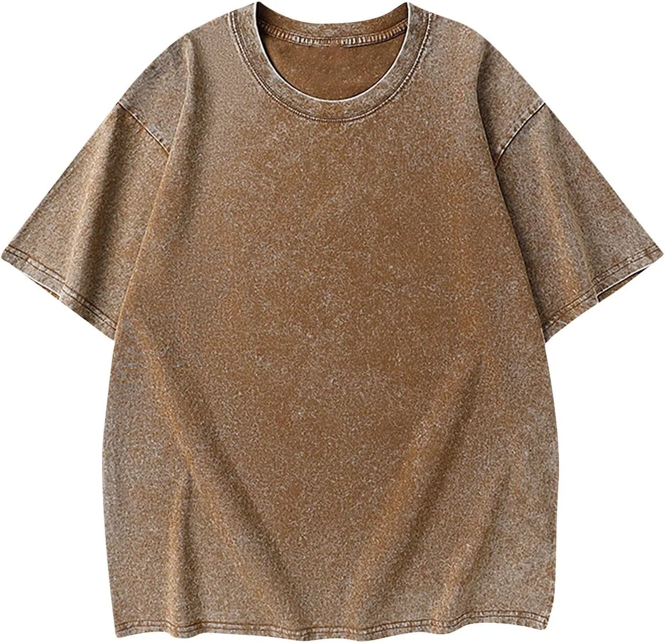 Мужская футболка оверсайз с винтажной стиркой, Brown