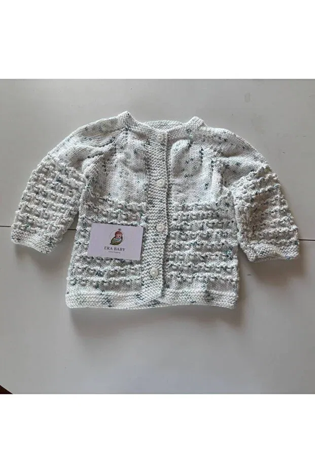 Детский кардиган с длинным рукавом Hand knitted baby cardigan buttoned knitwear cardigan Generic Brands, Ecru — фото 2