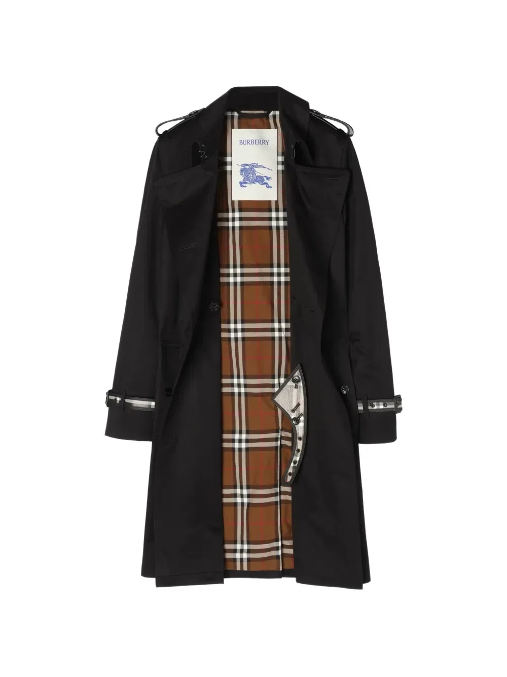 Габардиновый тренч Kensington длины миди BURBERRY, черный — фото 2