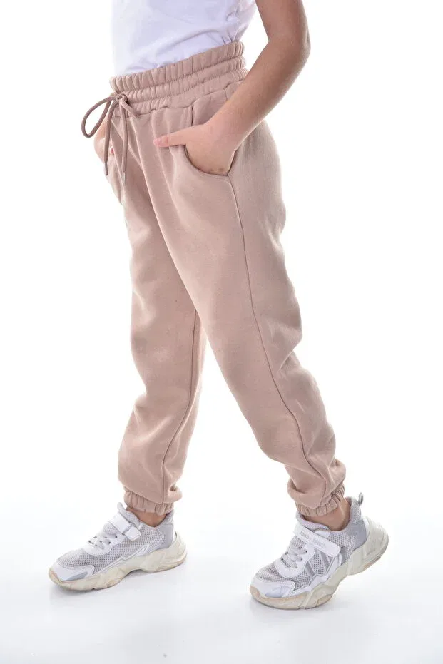 Детские спортивные штаны для девочек хлопковые Young Polymood, Dark Beige — фото 4