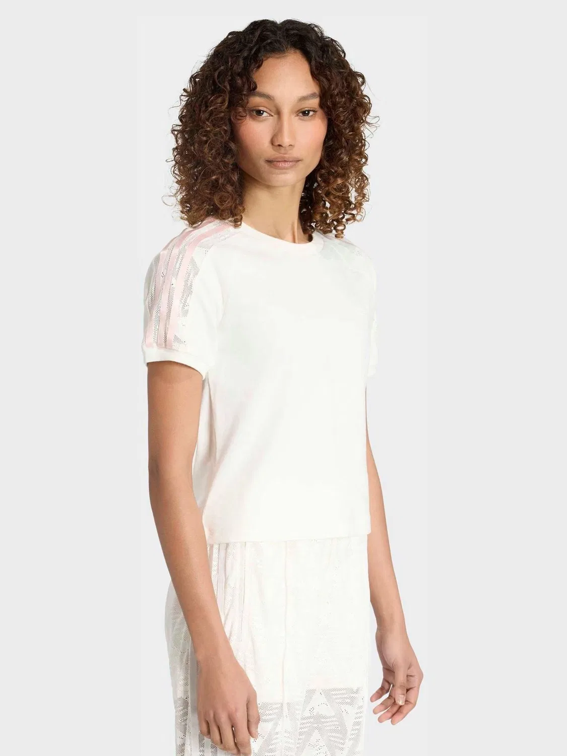 Футболка с кружевом Lace Cali, adidas Originals, белый