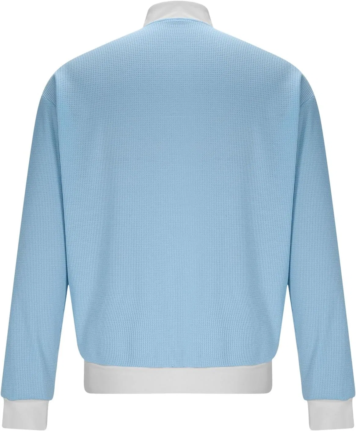Мужская свободная футболка с воротником-стойкой, патчворк, Light Blue — фото 4