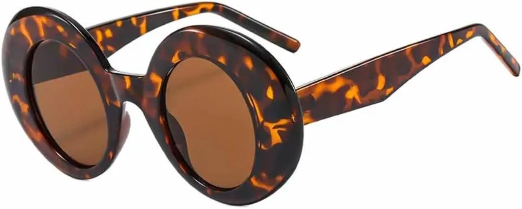 

Солнцезащитные очки для мужчин и женщин, большие круглые, в стиле хип-хоп, модные, стильные, для путешествий, с защитой от УФ-излучения UV400 TVTBBVV, Leopard Brown