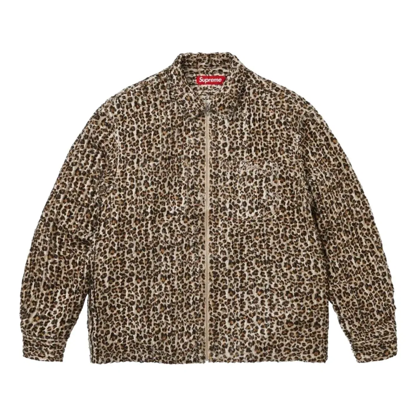 Мужская куртка FW26 Leopard Frayed Zip Up Shirt 'Tan' Supreme, Tan