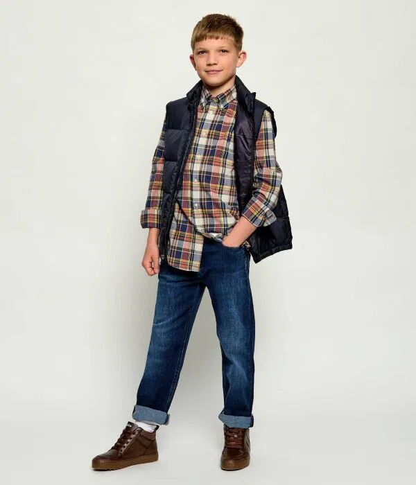 Детская рубашка с длинным рукавом Madras Polo Ralph Lauren, мультиколор — фото 2