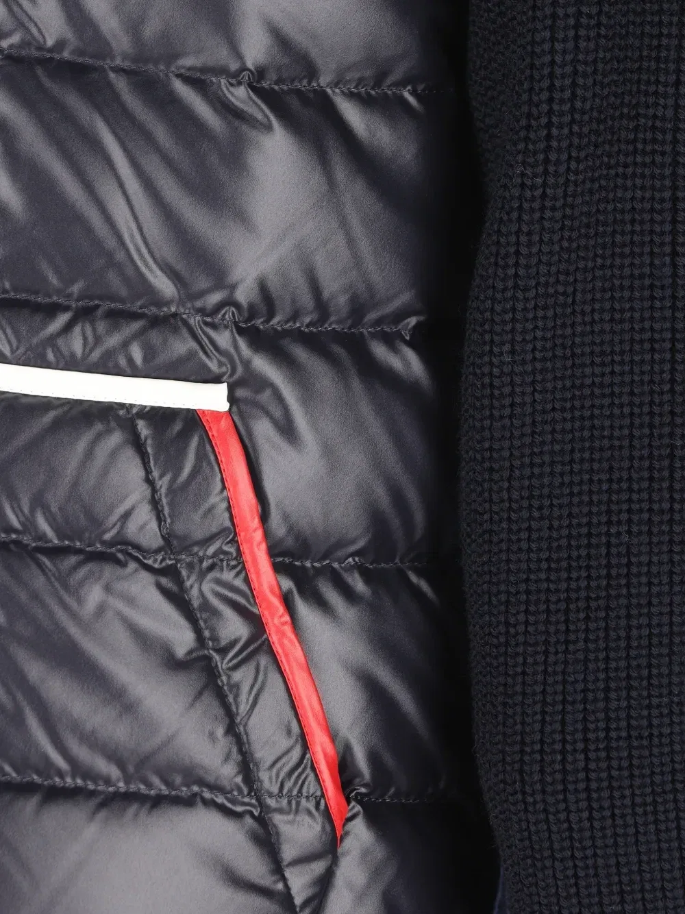 Утепленный шерстяной кардиган на молнии Moncler Enfant, синий — фото 4