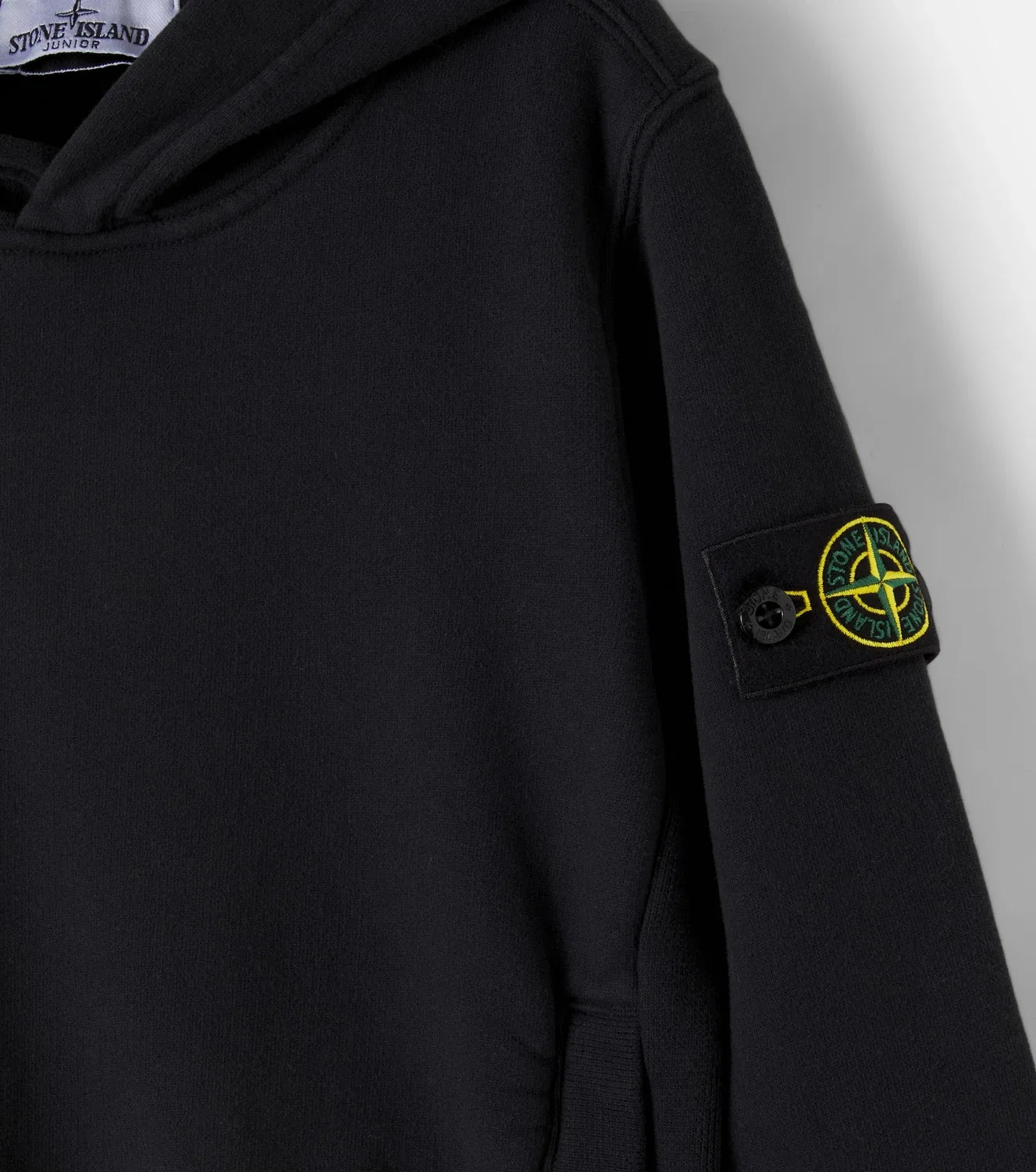 Худи из хлопка с капюшоном Stone Island Junior, черный — фото 4