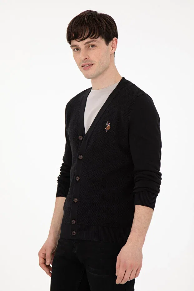 Мужской кардиган с длинным рукавом Basics U.S. Polo Assn., Black — фото 3