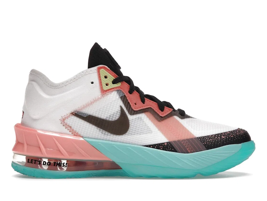 Детские кроссовки для мальчиков Nike LeBron 18 Low, Summit White/Dynamic Turquoise-Crimson Bliss-Black
