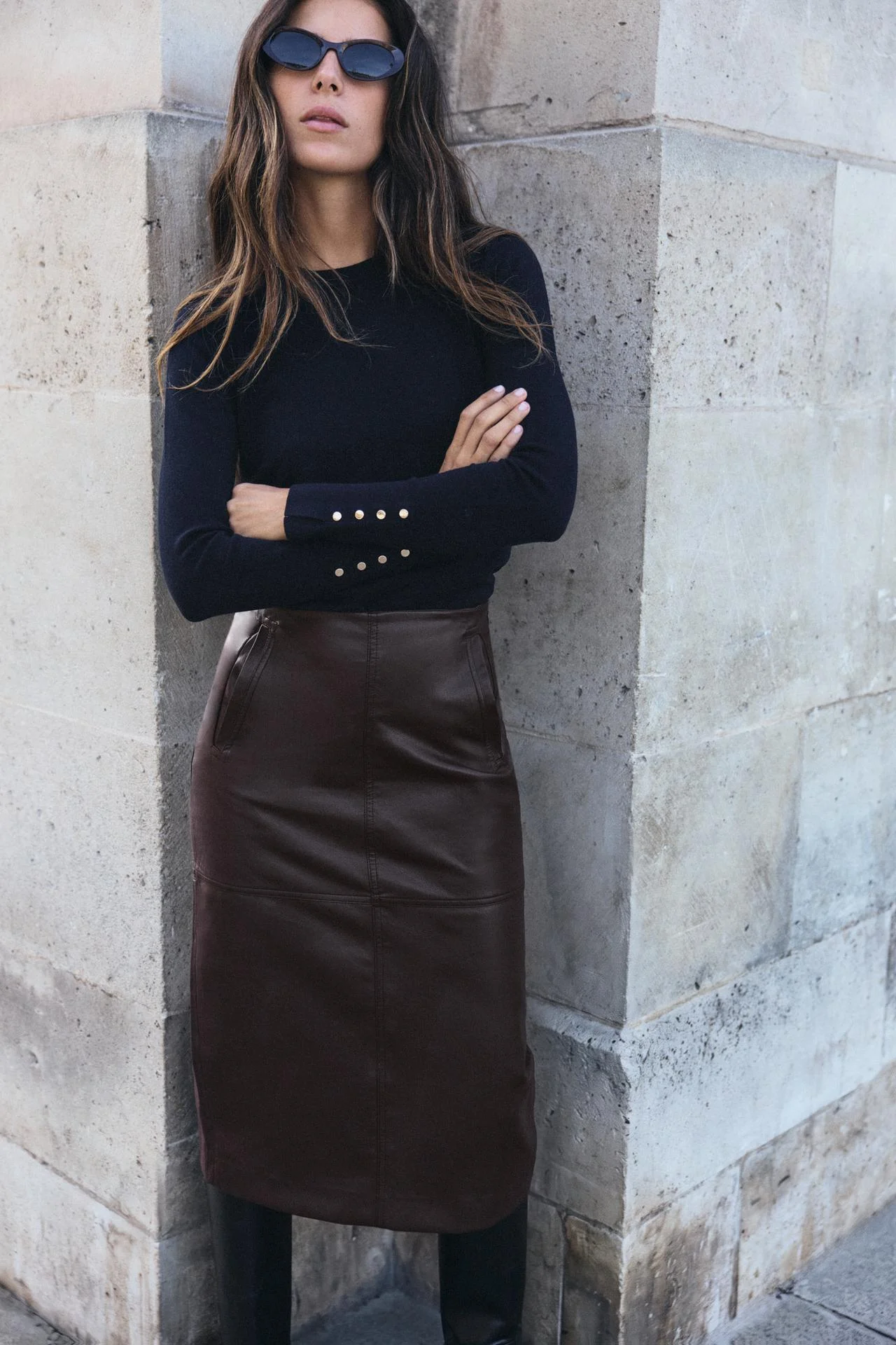Джемпер Zara базовый трикотажный, темно-синий — фото 2