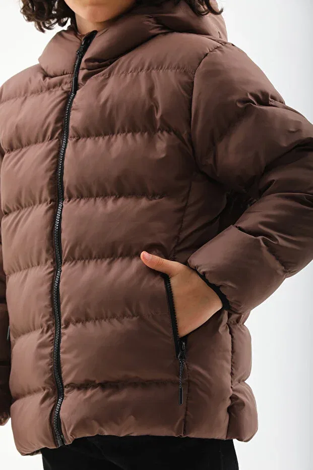 Детская зимняя куртка для девочек с капюшоном Roba Kids, Brown — фото 3