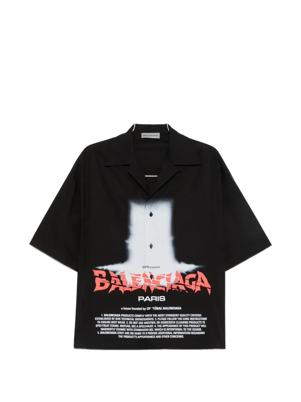 Рубашка с короткими рукавами с логотипом Balenciaga, черный