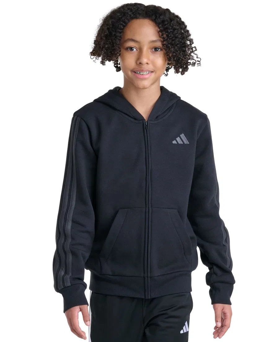 Детский худи с капюшоном, на молнии, с длинным рукавом, с флисом adidas, Black