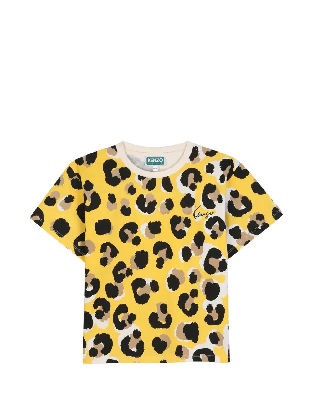 Футболка с леопардовым принтом Kenzo Kids, желтый
