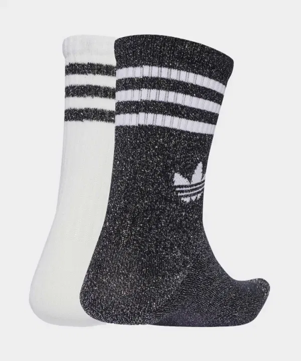 Носки 3-полосные глиттерные 2 пары, Adidas, белый/черный — фото 2