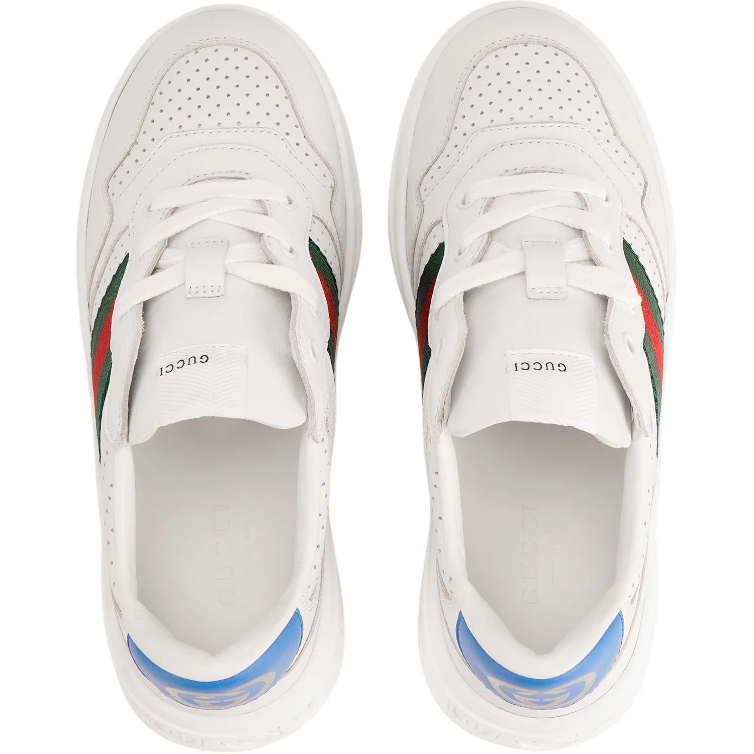 Детские кожаные кроссовки для скейтбординга с веббингом GUCCI, White — фото 4