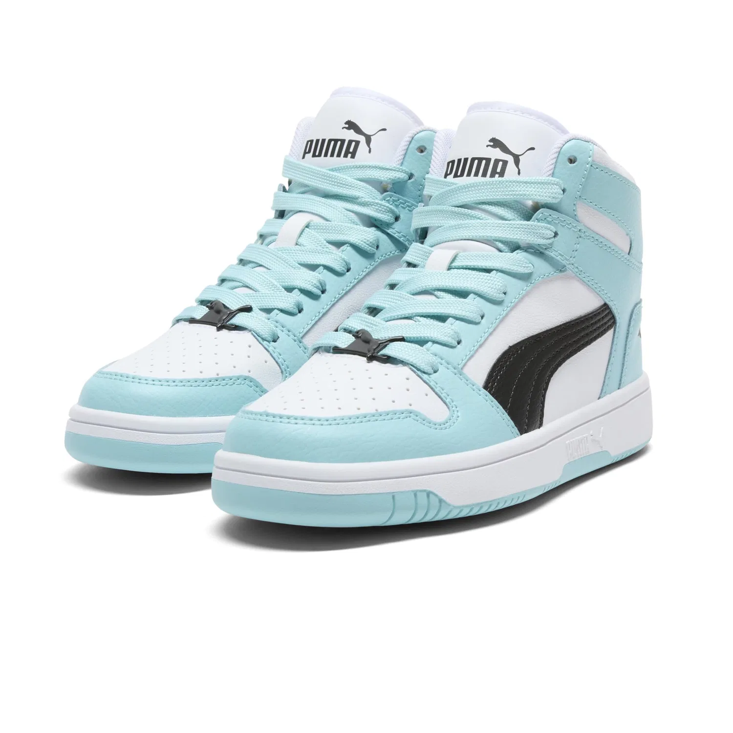 Детские кроссовки для мальчиков с высокой подошвой Rebound Layup Mid PUMA PUMA White PUMA Black Safe Lake