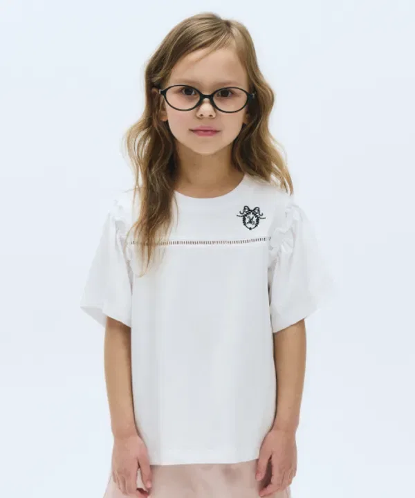 Футболка с рукавом-фонарик для детей, белая, Marithé Kids