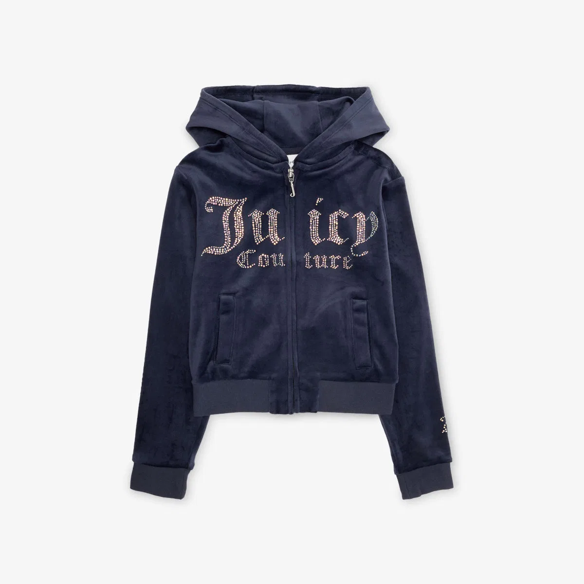 Толстовка на молнии из велюра с капюшоном и логотипом Diamante, для детей 7-15 лет Juicy Couture