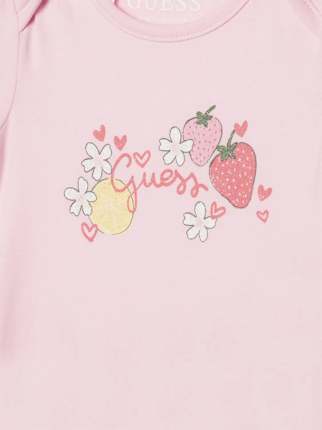 Комплект из боди и шорт стандартного кроя для девочки Guess, розовый — фото 4