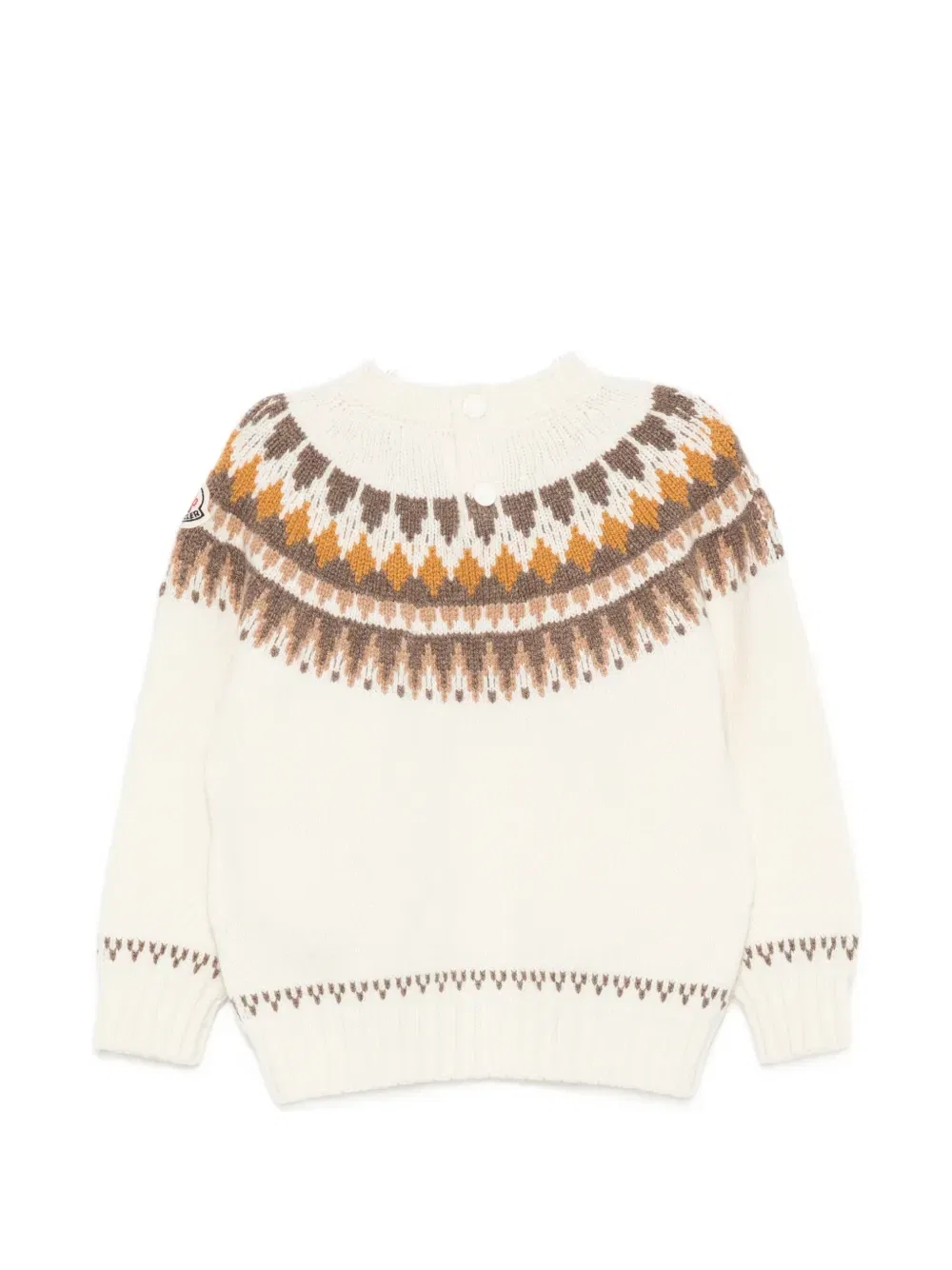 Свитер с орнаментом Fair Isle Moncler Enfant, бежевый — фото 2