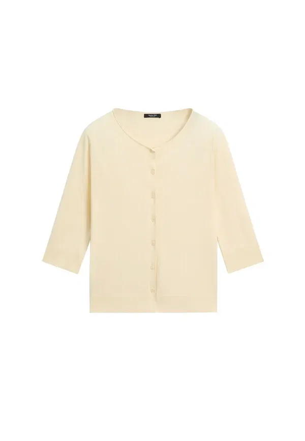 Кардиган из хлопка Cardigan Massimo Dutti, Light Yellow, светло-желтый — фото 2