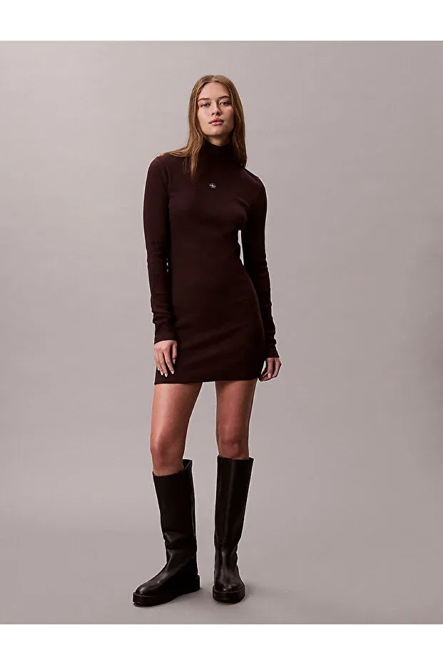 Женское платье-мини с длинным рукавом Calvin Klein, Brown