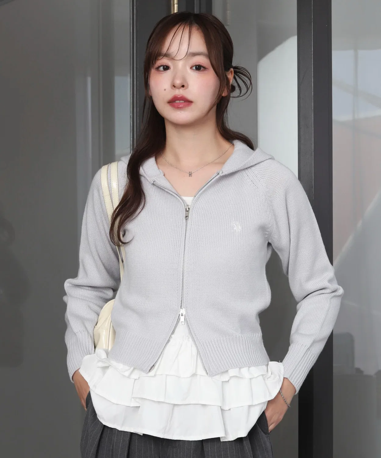 Женский худи-свитер с длинным рукавом молнией и принтом, модель WZIP U.S. POLO ASSN., Белый — фото 4