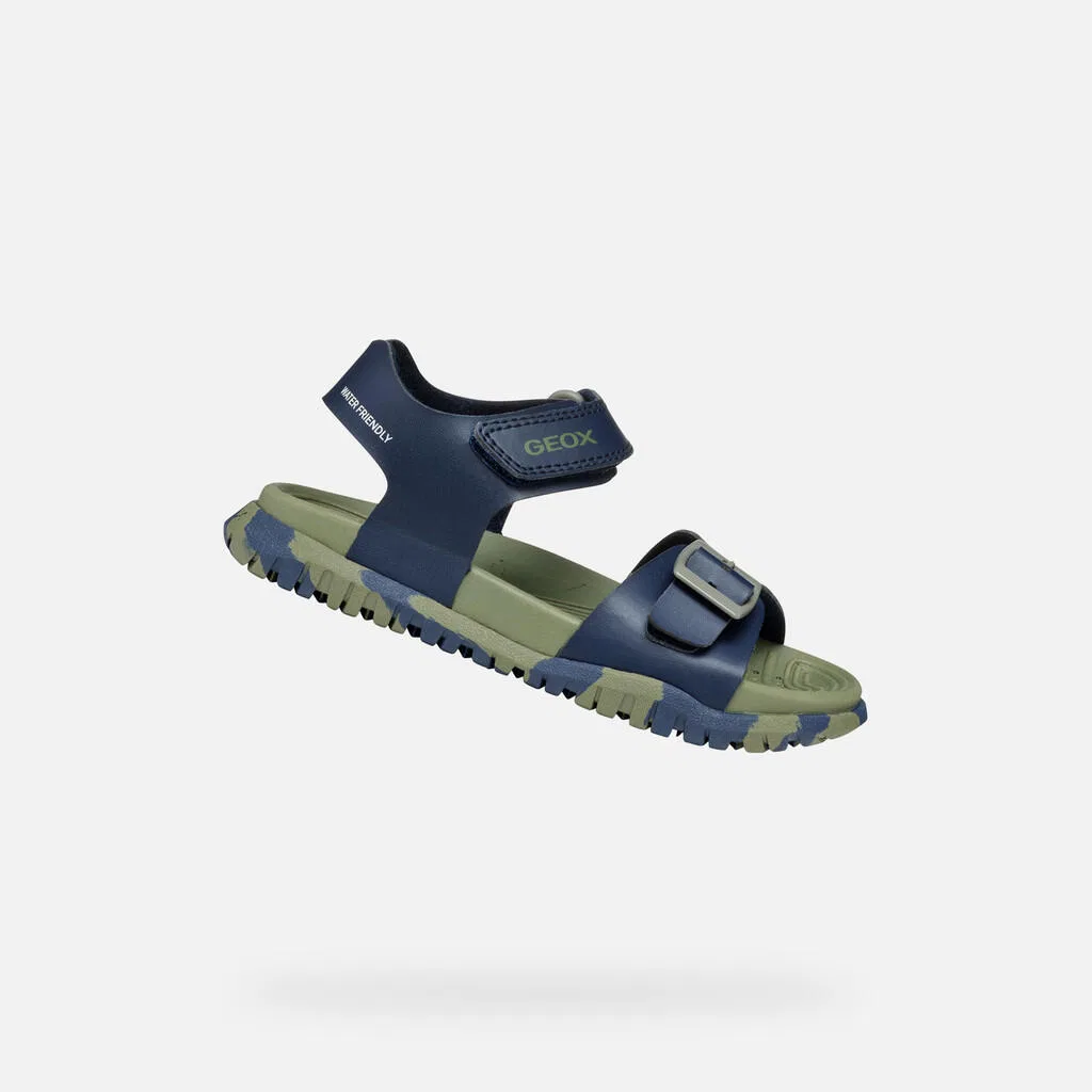 Детские сандалии с липучкой Fusbetto A Geox, Kosmosblau Olivgrun Grun