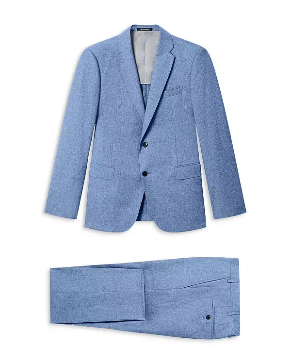Мужской костюм slim fit Emporio Armani, Light Blue Melange — фото 4